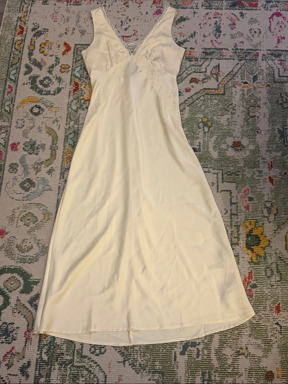 Butter Yellow Slip Dress with Lace Trim